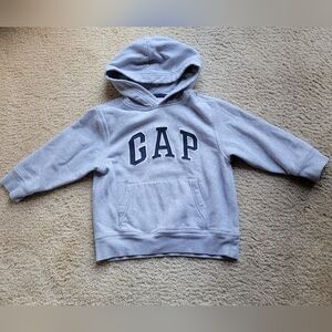 GAP Kids Sweatshirt Gray Hoodie Pullover with Black Embroidered Logo - Size XS